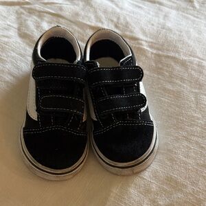 Vans Kids Black and White Velcro Sneakers